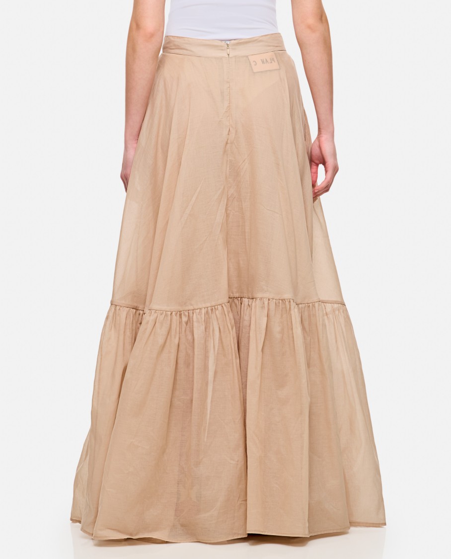 PLAN C PLAN C FLARED LONG SKIRT WITH RUFFLED HEM AND INVISIBLE ZIP