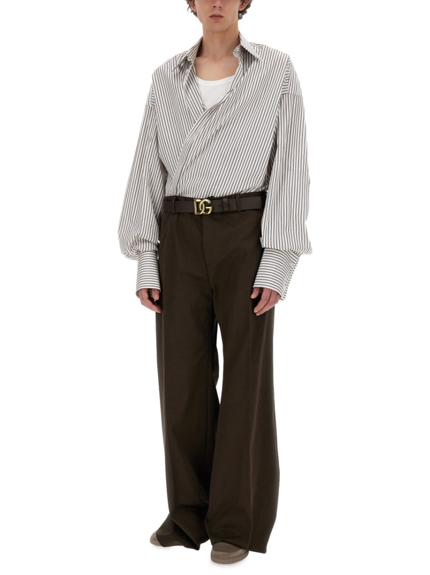Dolce & Gabbana Camicia Oversize In Popeline A Righe In White