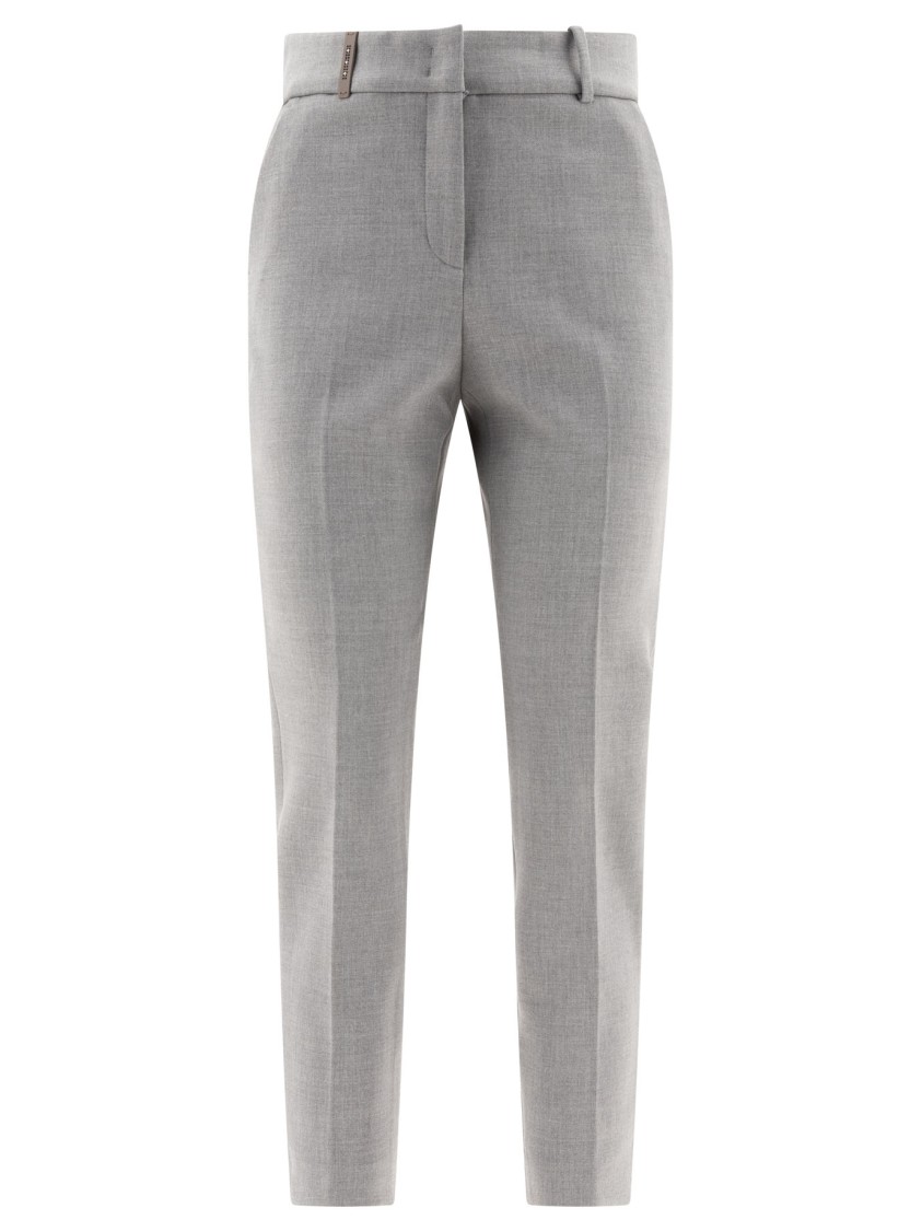 Peserico Fitted Grey Tailored Trousers In Gray