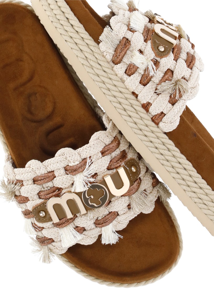 Shop Mou Beige Monoband Rope Sandals