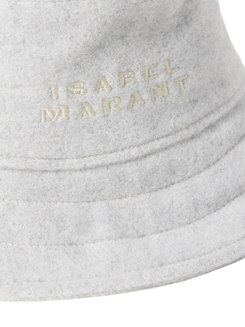Isabel Marant Giorgia Wool Felt Logo Bucket Hat In Gray