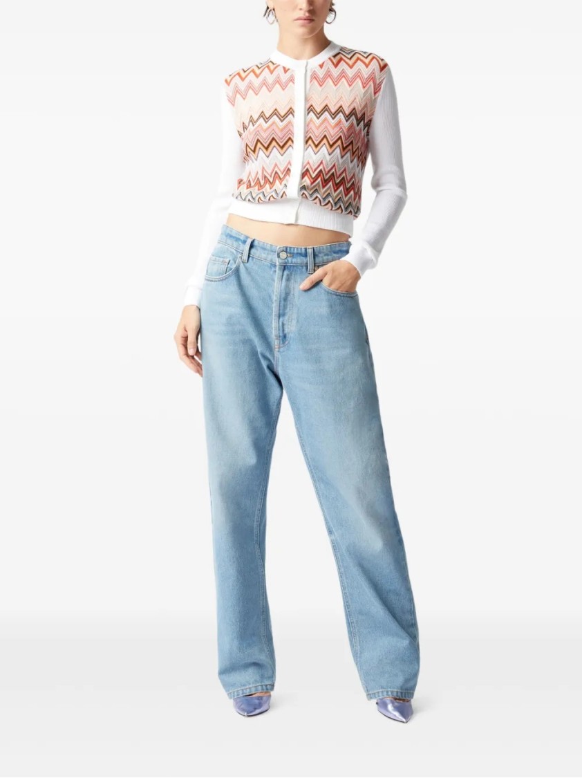 Missoni Zigzag Pattern Cardigan With Round Neckline In Multi