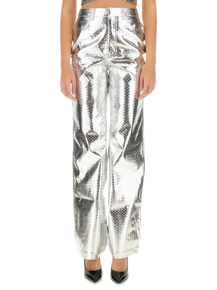 ROTATE BIRGER CHRISTENSEN ROTATE HIGH-WAISTED METALLIC FINISH STRAIGHT LEG PANTS