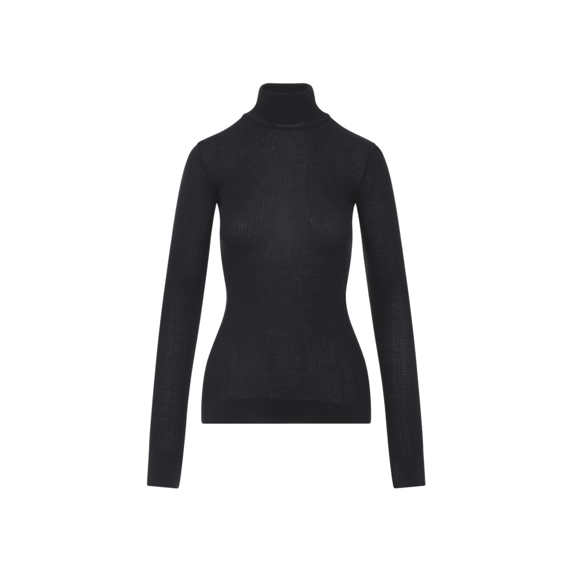 Lemaire Fitted Long-sleeve Black Wool Top