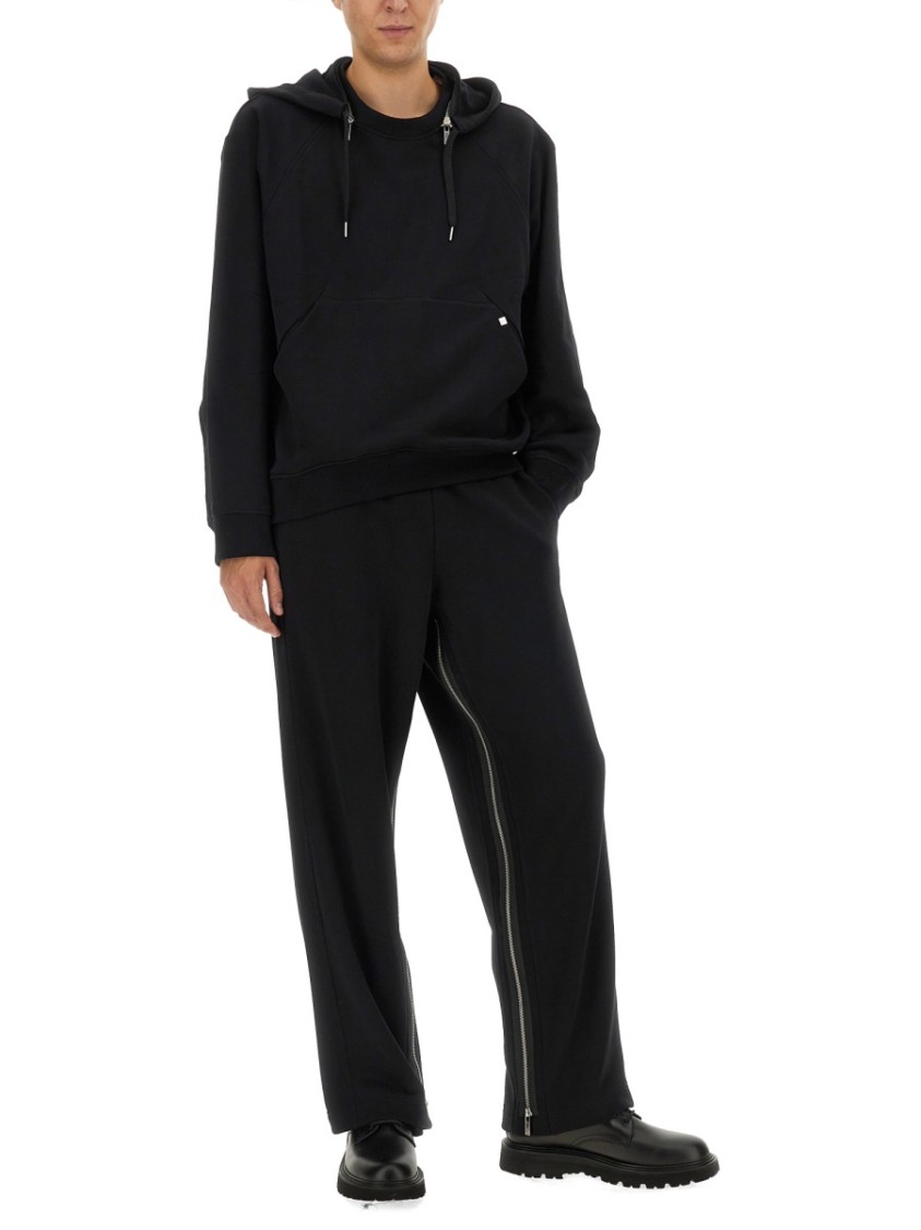 HELMUT LANG HELMUT LANG BLACK HOODIE WITH ADJUSTABLE DRAWSTRINGS