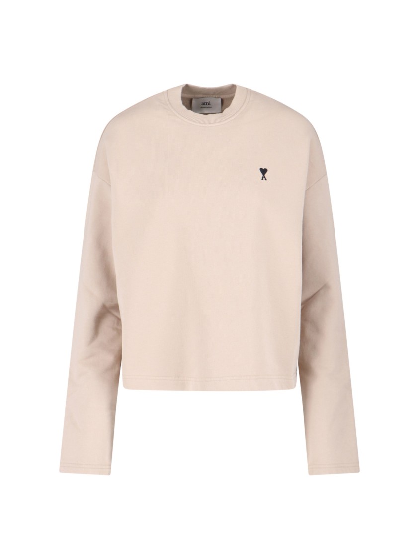 Ami Alexandre Mattiussi Ami Logo Sweatshirt – Beige In Neutral