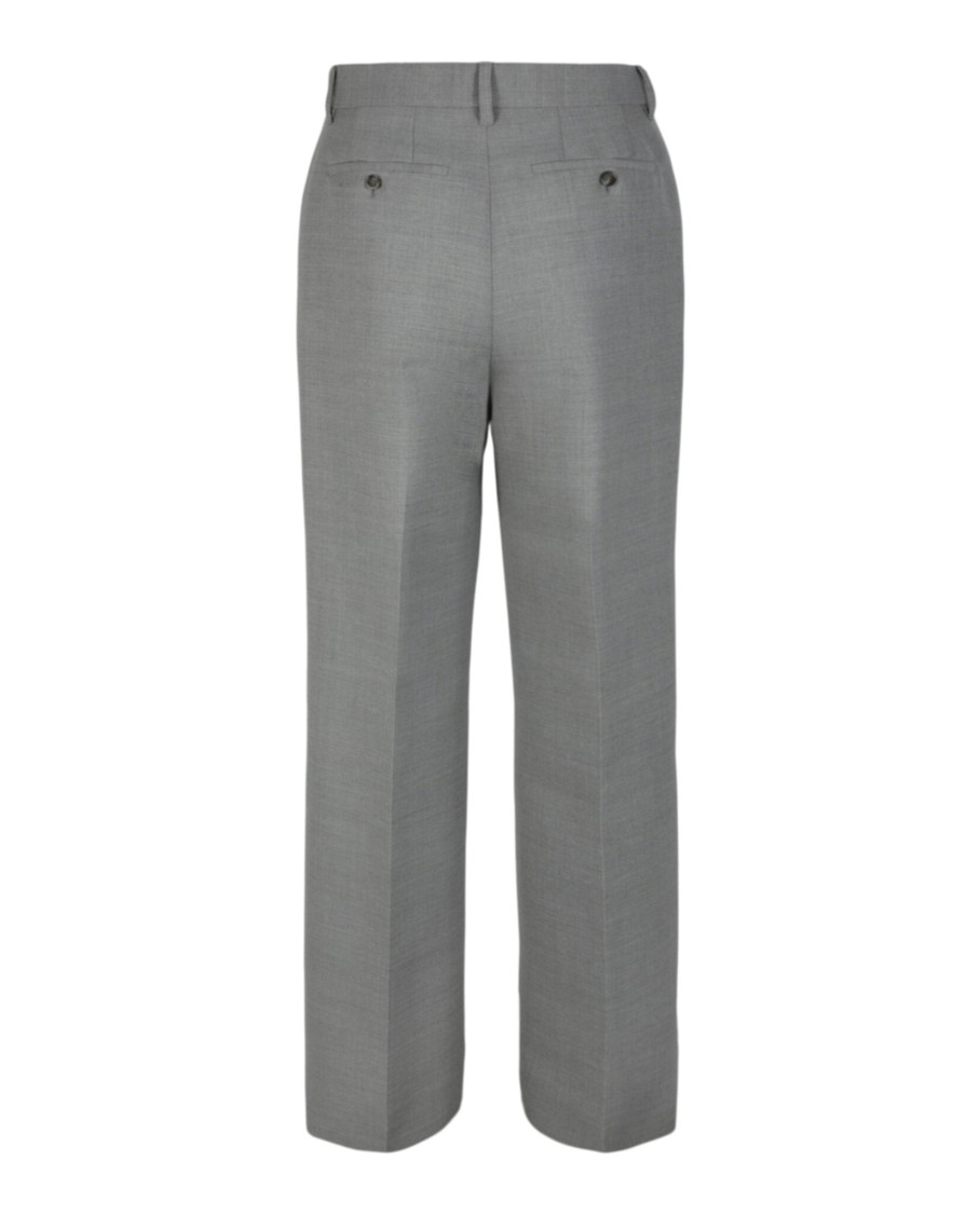 Burberry Gaelle Wide-leg Trousers Woman Pants Grey Size 10 Wool In Gray