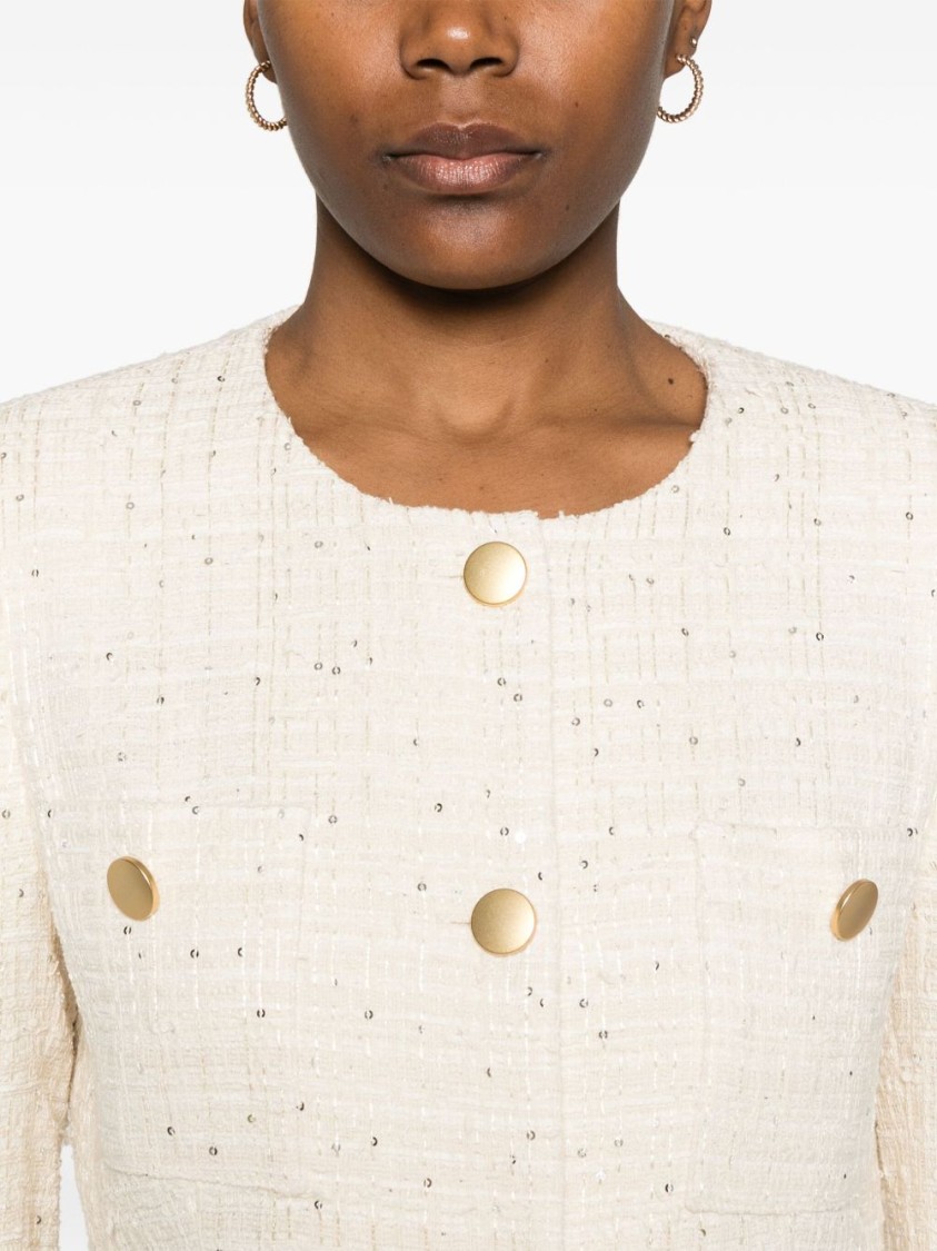 Tagliatore Beige Double-breasted Jacket With Gold-tone Buttons In Neutrals
