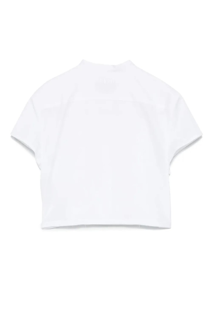 Msgm Cropped Button-up Shirt In White