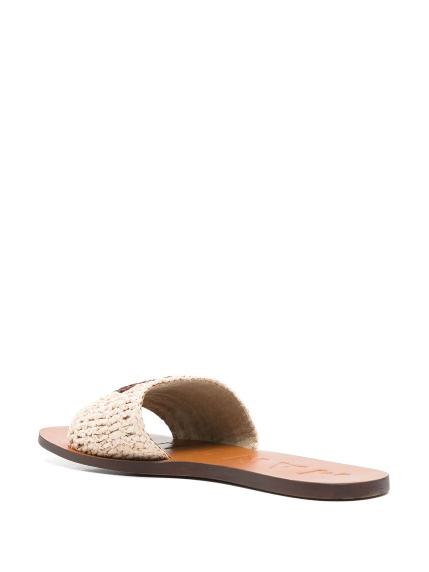 Manebi Woven Strap Sandals With Textured Finish In Neutral