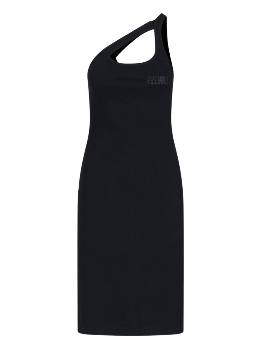 Mm6 Maison Margiela Black Dress With Crossed Straps On The Shoulder In Black