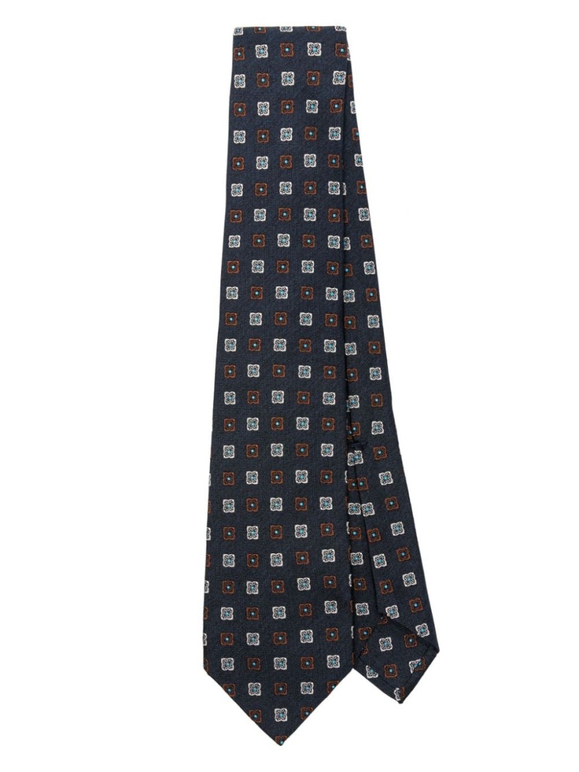BARBA NAPOLI BARBA GEOMETRIC PATTERNED BLACK TIE WITH TEXTURED FABRIC