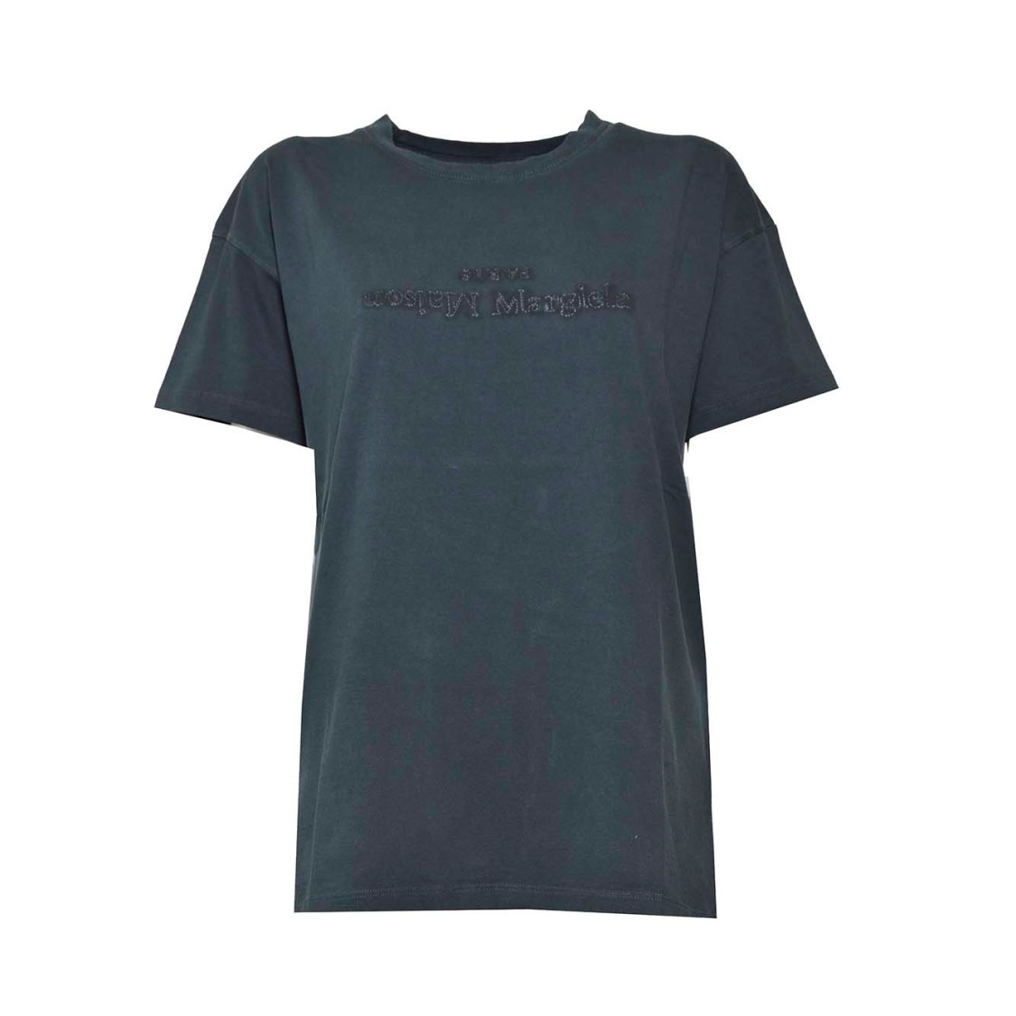 Maison Margiela Green Cotton T-shirt With Reverse Logo In Green