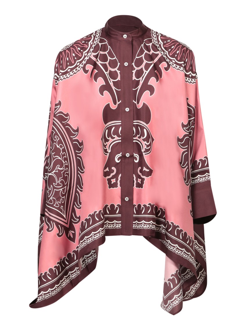 LA DOUBLEJ LA DOUBLE J HIGH-LOW HEM PINK SILK SHIRT
