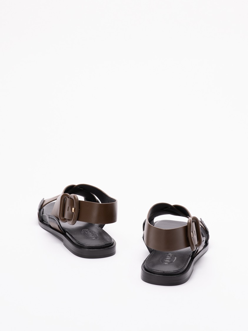 Tod's Crisscross Calf Leather Sandals With Adjustable Buckle