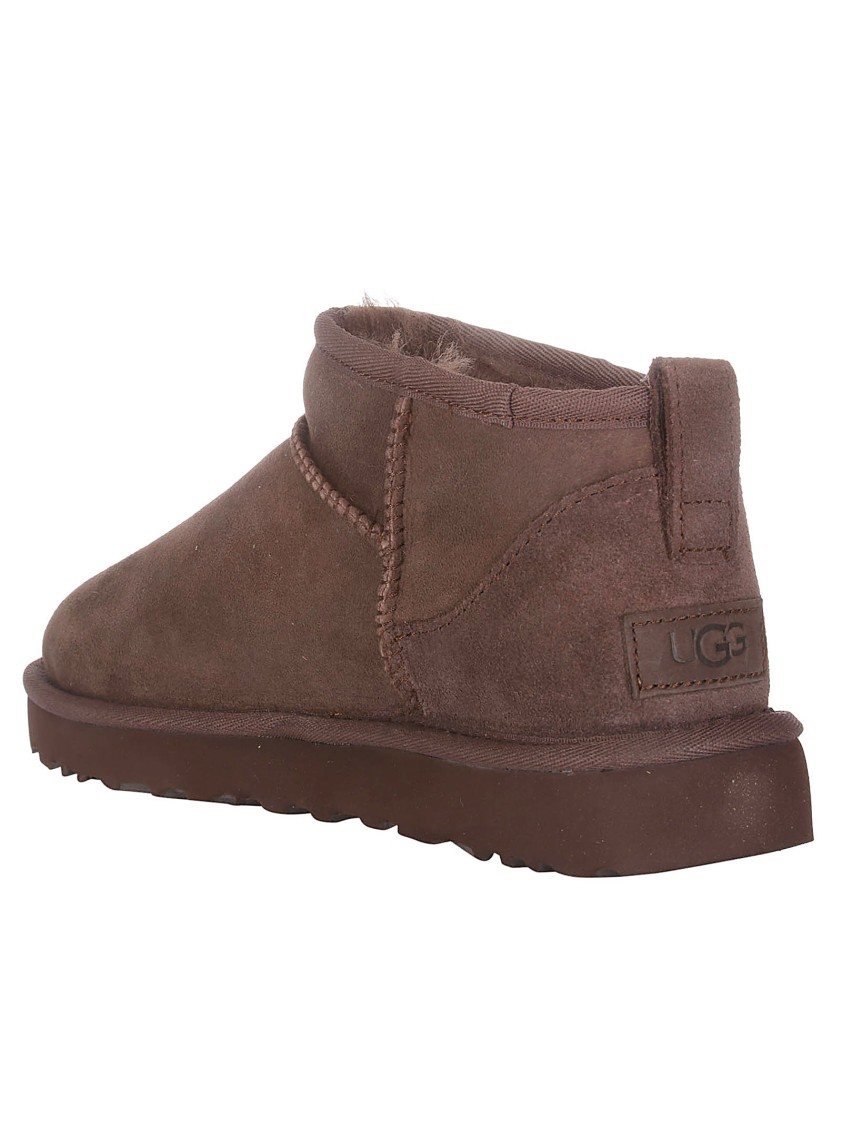 Ugg Classic Ultra Mini Womens Suede Ankle Bootie Slippers In Brown