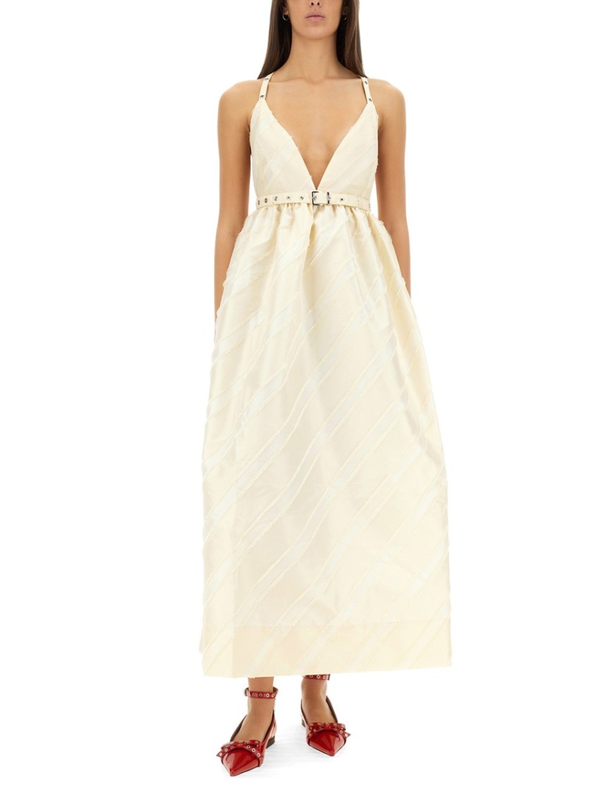 Ganni Taffeta Dress In Neutrals