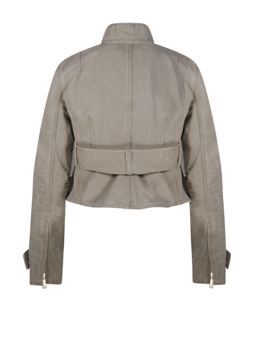 Shop Burberry Cropped Jacket With High Collar In Neutrals