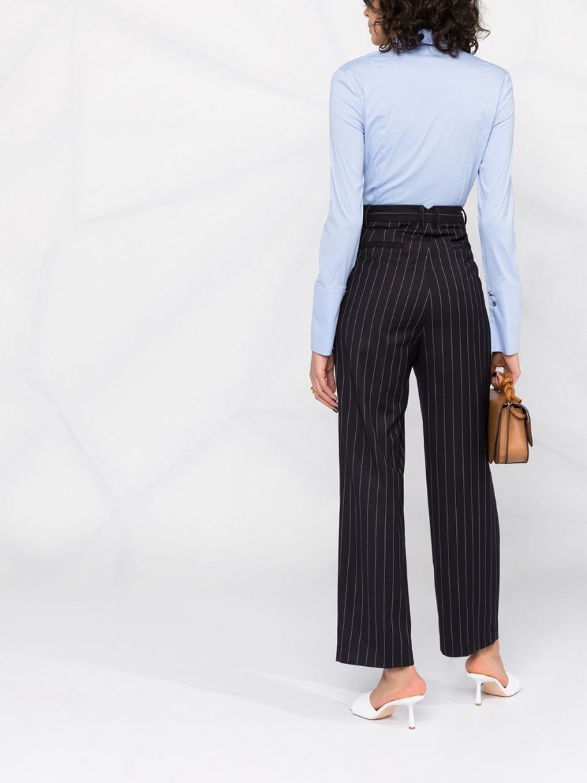 Patrizia Pepe Tailored Blue Shirt With Pointed Collar In Blue