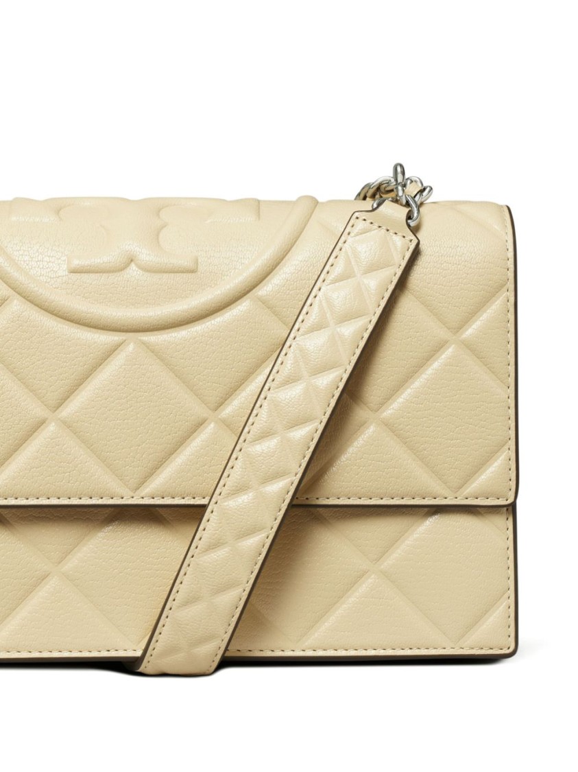 Tory Burch Quilted Capra Leather Shoulder Bag In Neutral