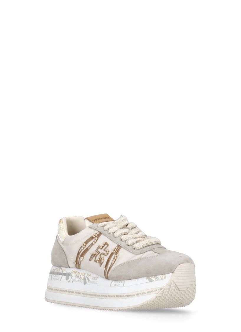 Premiata Sneakers Beige In Burgundy