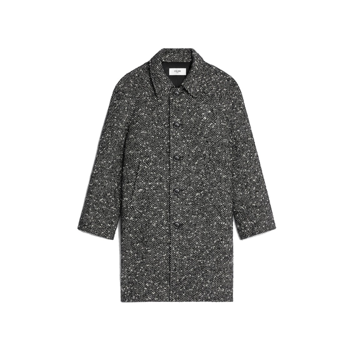 Celine Camden Wool Tweed Coat With Button Closure And Side Pockets In Multi