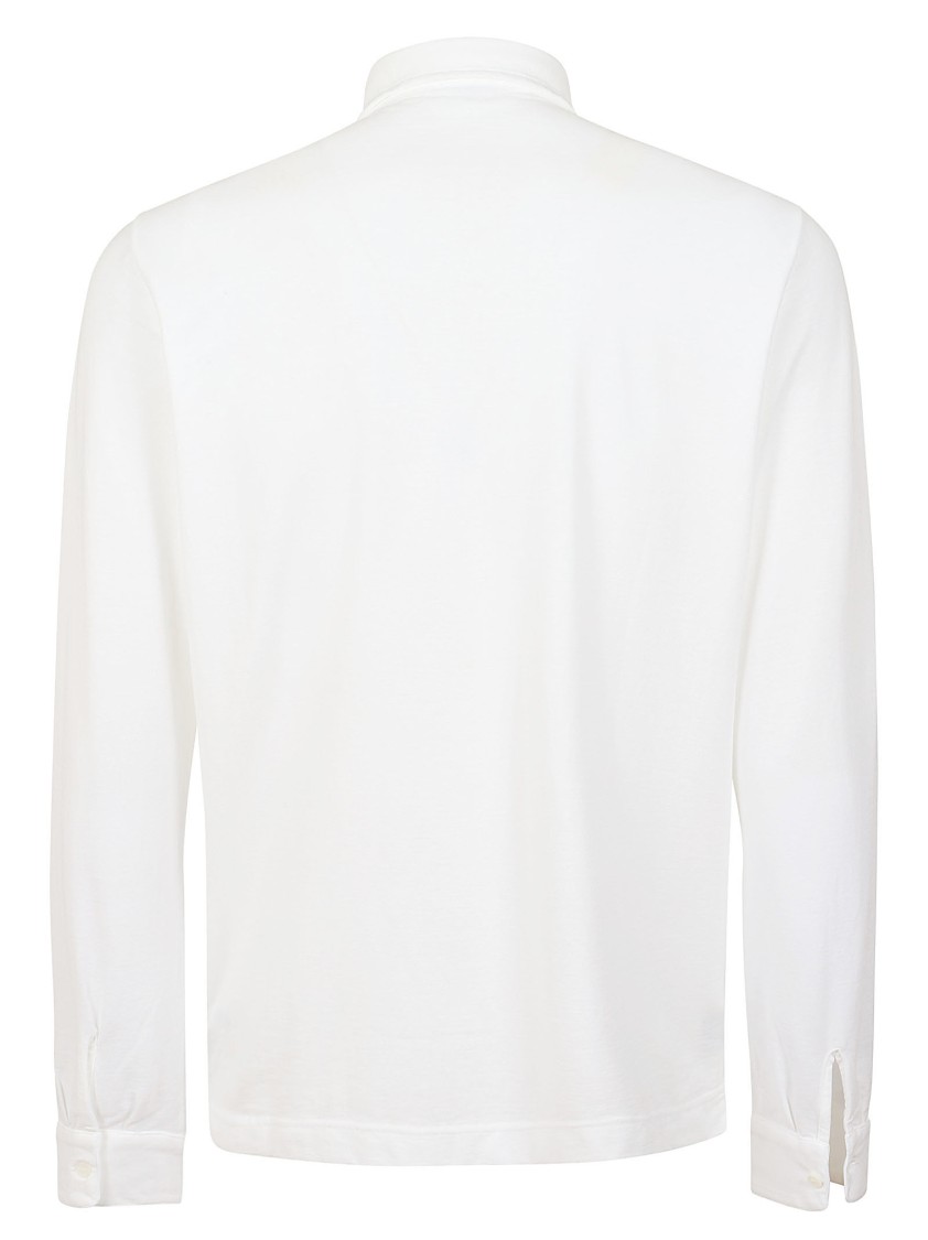 Zanone Long-sleeve Polo Shirt With Buttoned Placket In White