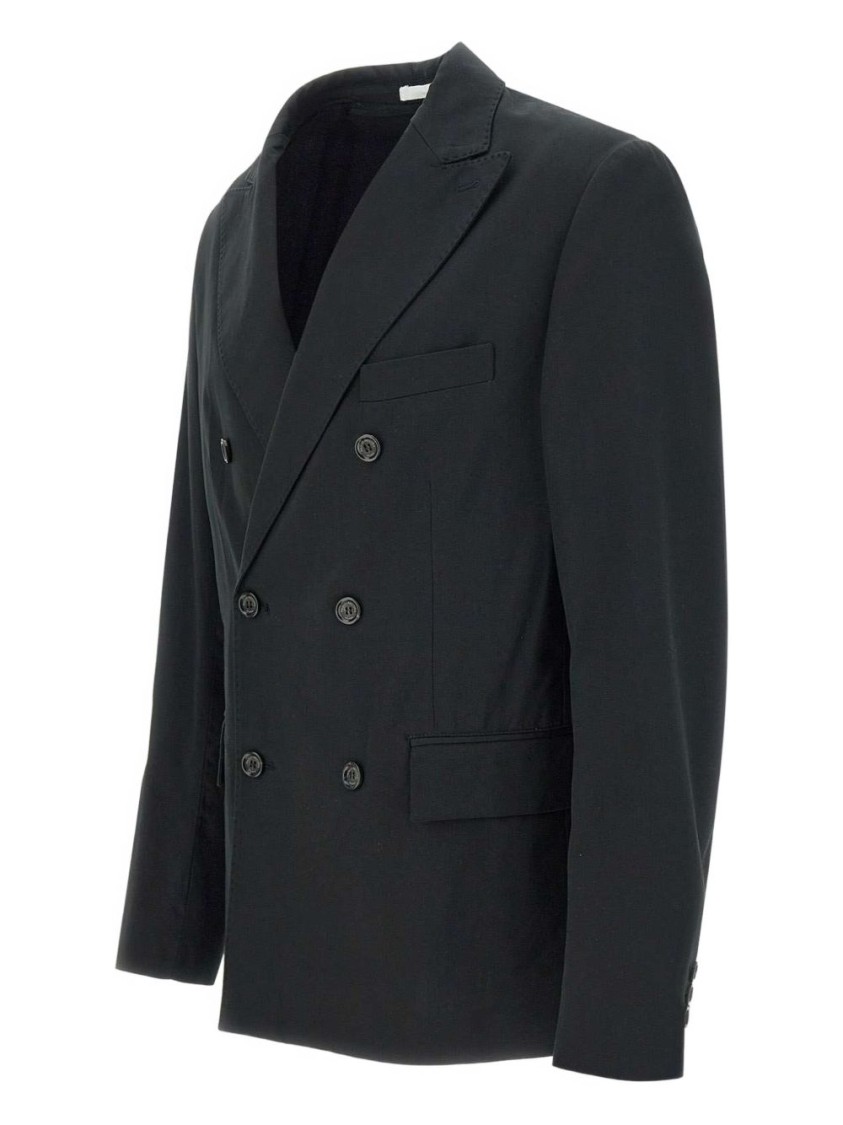 Paolo Pecora Tailored Double-breasted Jacket With Notched Lapels In Black