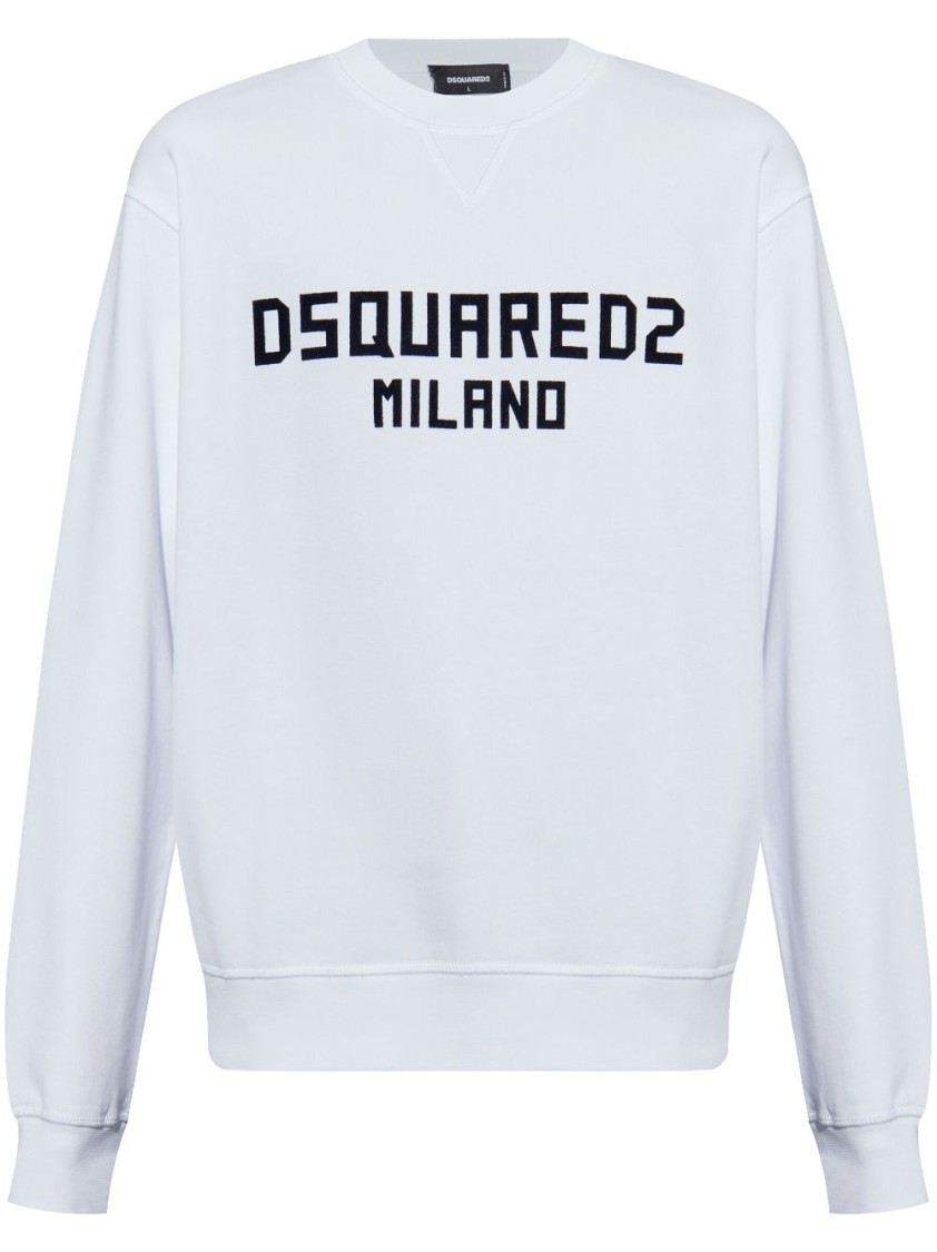 Shop Dsquared2 Relaxed Fit White Sweatshirt With Bold Lettering
