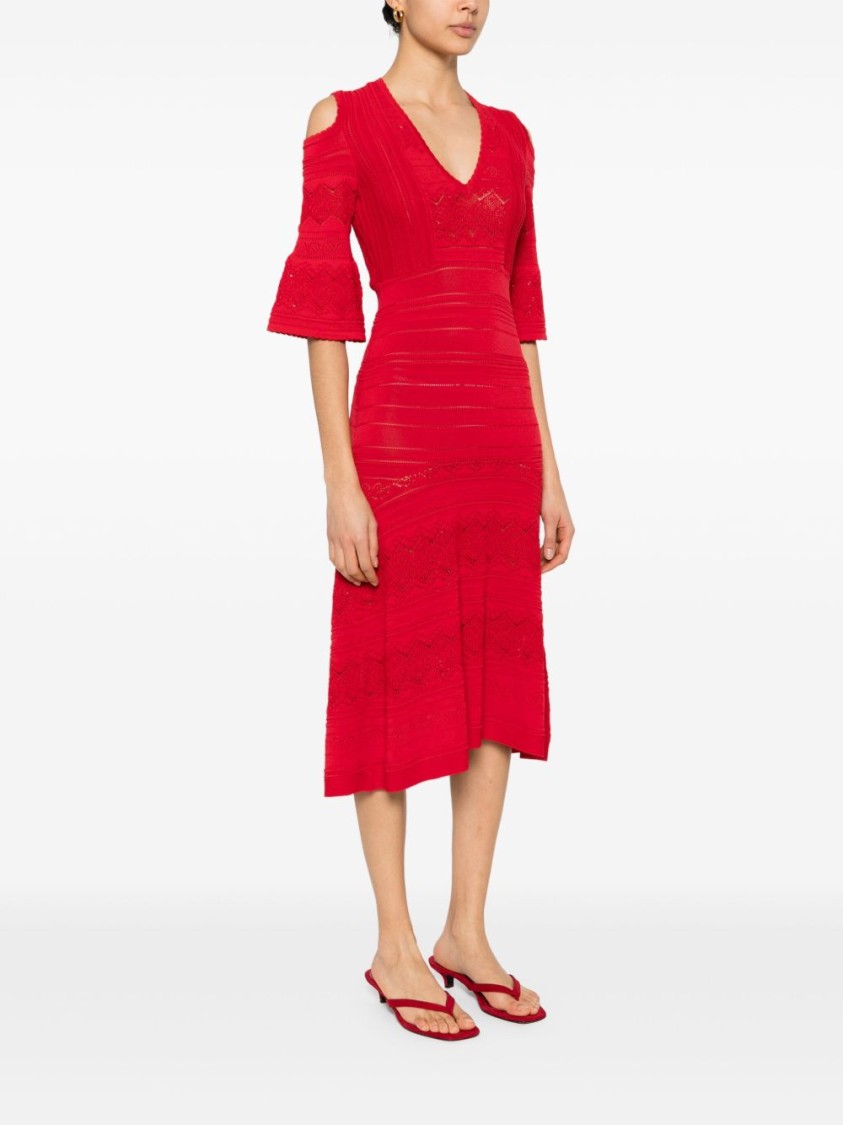 Shop Twinset Twin-set Flared Sleeve Midi Dress