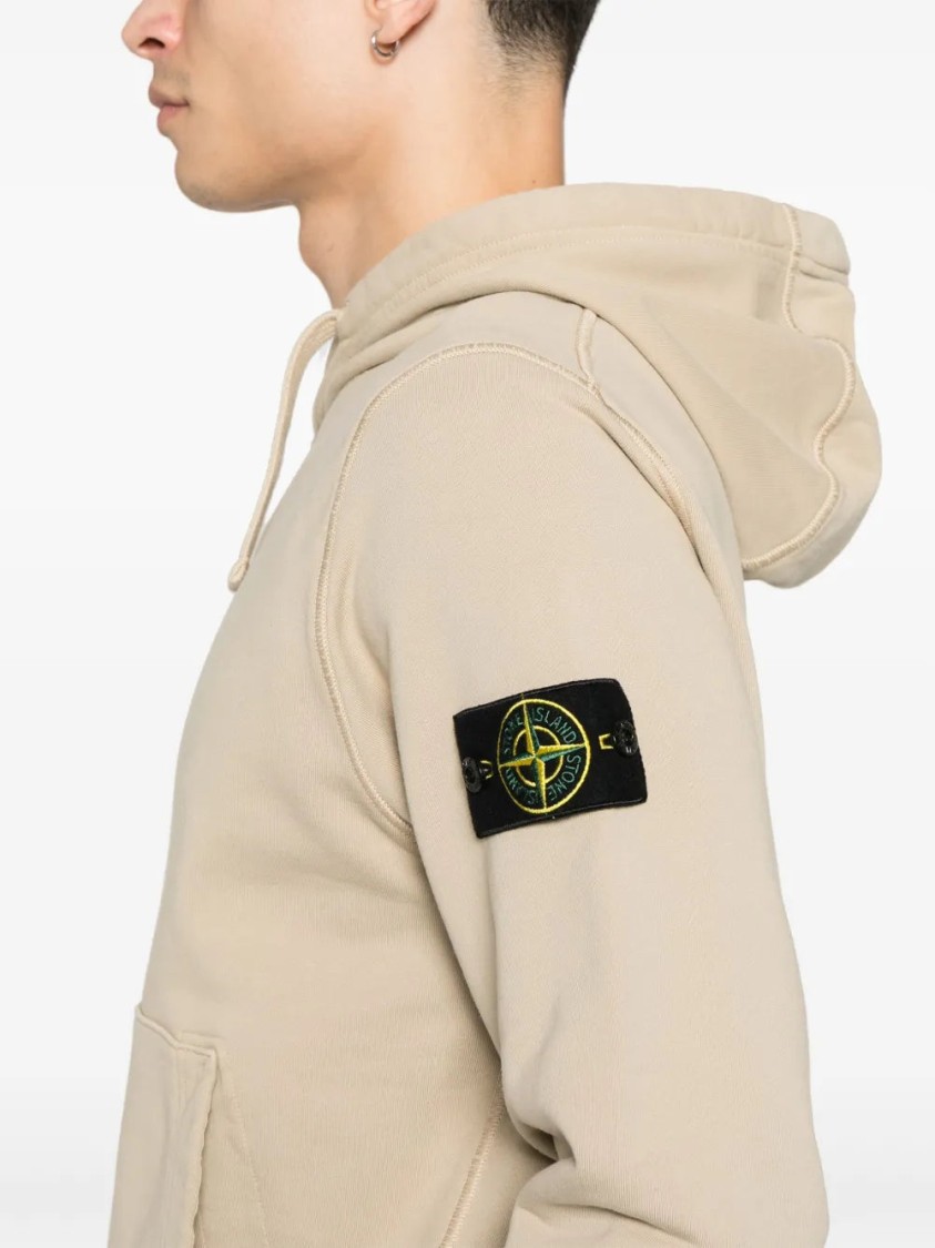Shop Stone Island Compass-badge Hoodie In Neutrals