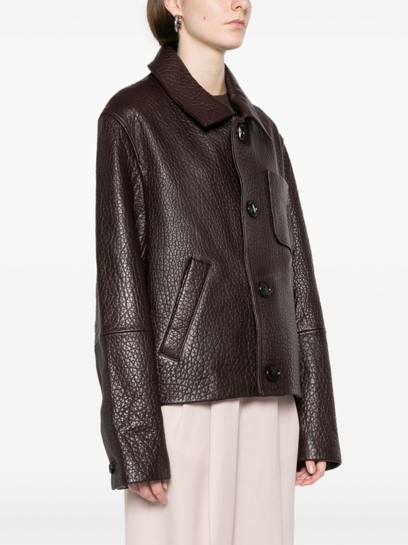 Ami Alexandre Mattiussi Leather Jacket With Chest Patch Pocket