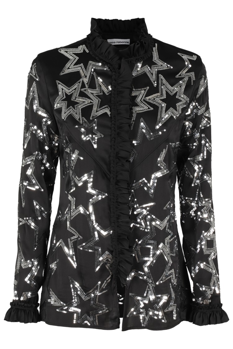 Rabanne Sequin-embellished Star Shirt In Black