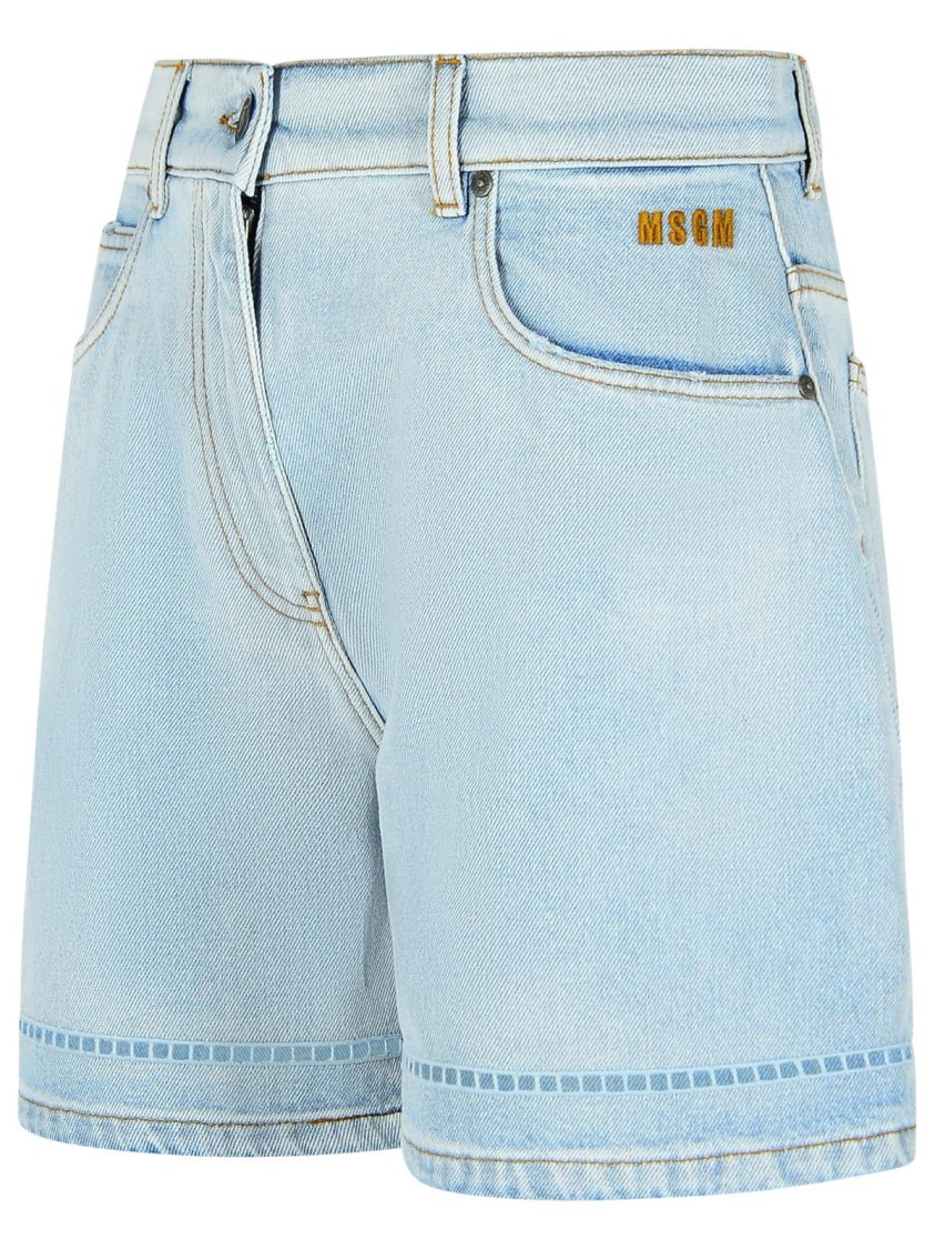 Msgm Denim Shorts With Back Pockets And Belt Loops In Blue