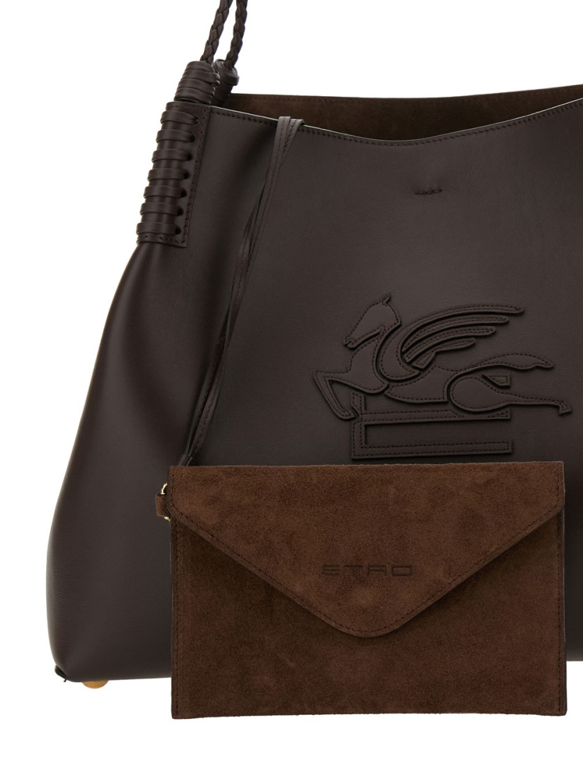 Etro Libra Leather Shoulder Bag In Brown