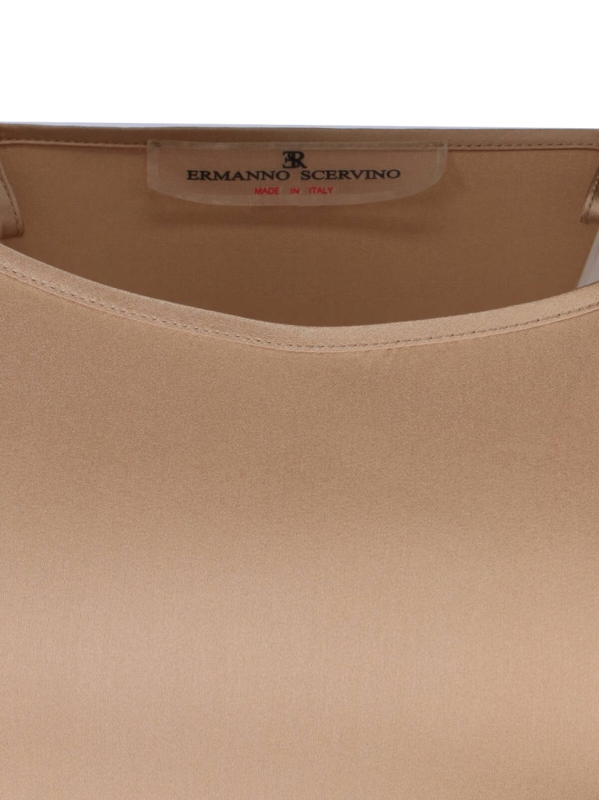 Ermanno Scervino Silk Tank Top With Round Neckline In Brown