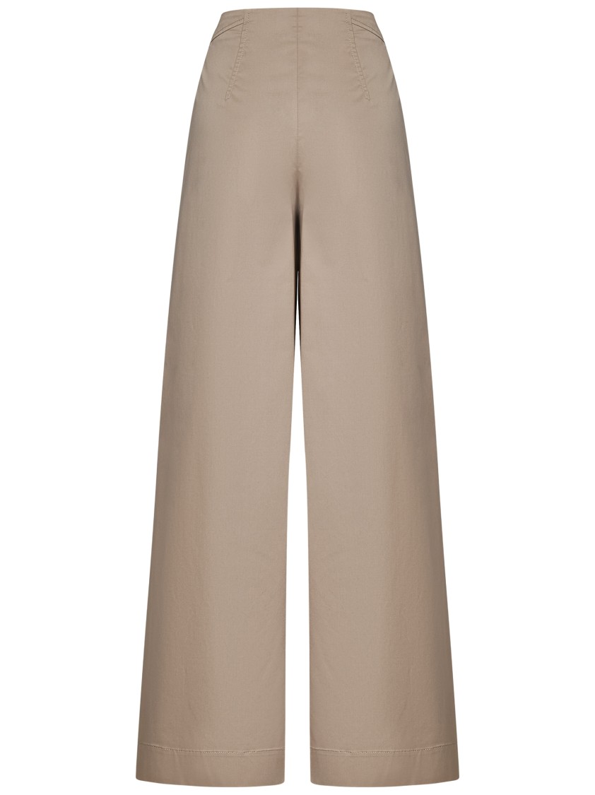 Alberta Ferretti Taupe Satin Finish Wide-leg Trousers In Brown