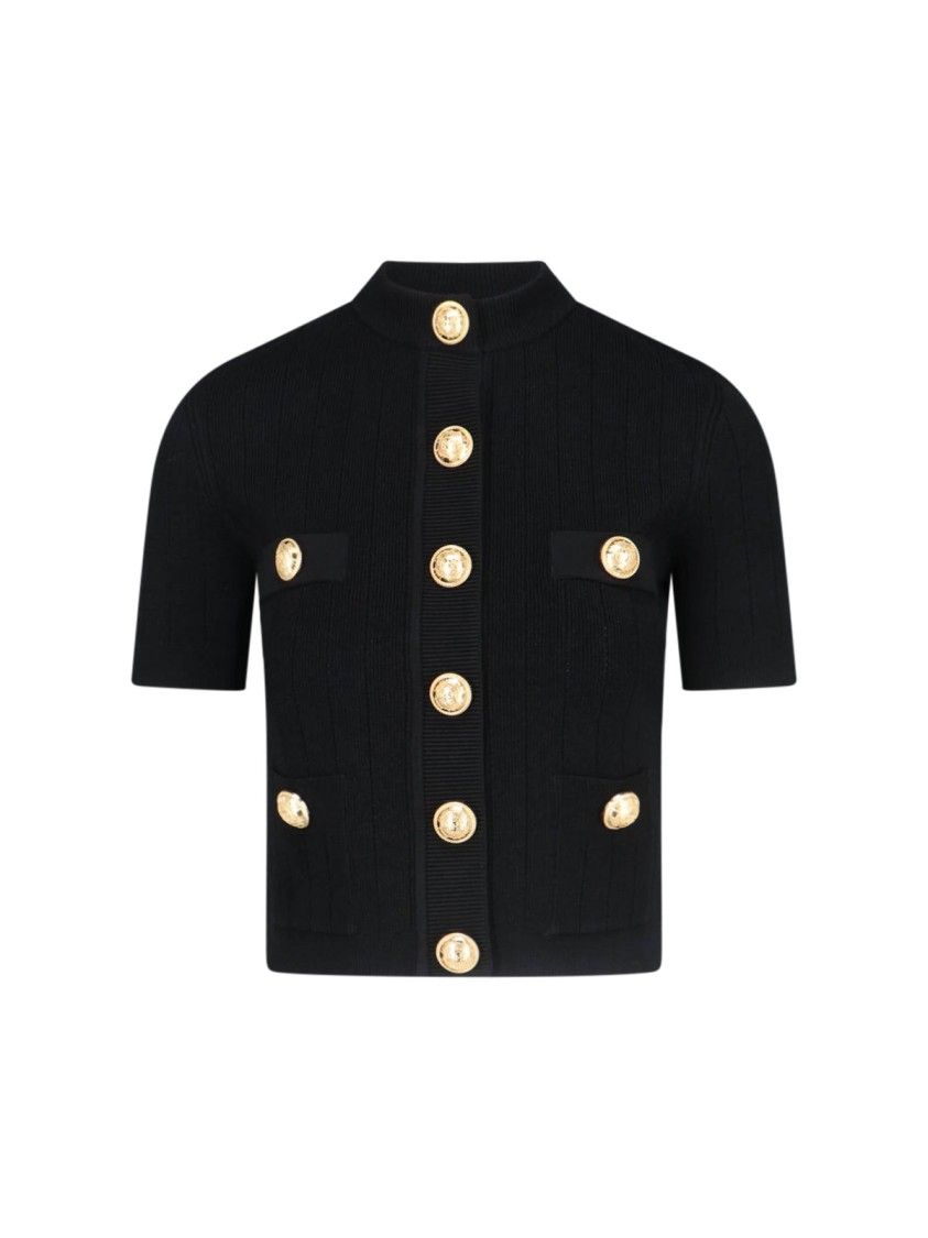Shop Balmain Decorative Button Cardigan – Black