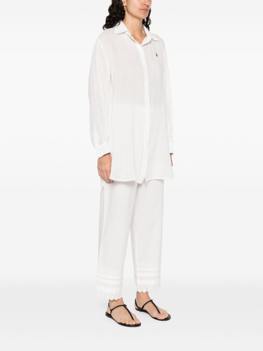 Shop Polo Ralph Lauren Long-sleeved White Button-down Shirt