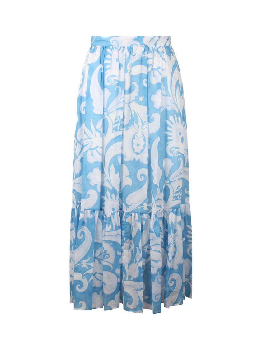 Etro Maxi Cotton Skirt With Contrasting Floral Paisley Print
