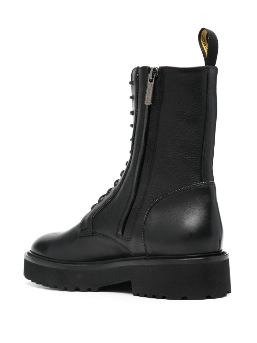Doucal's Lace-up Ankle Boots With Sturdy Rubber Sole In Black