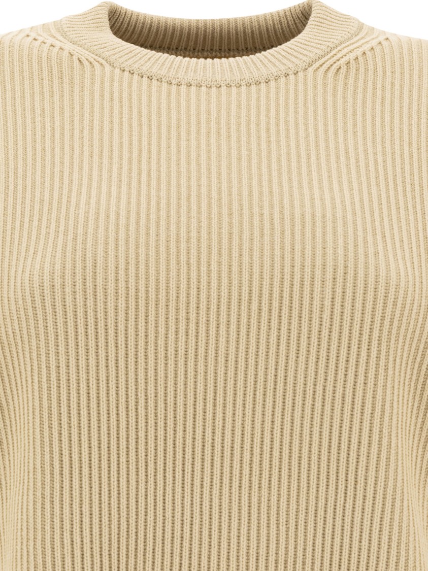 Auralee Ribbed Green Wool Sweater In Brown