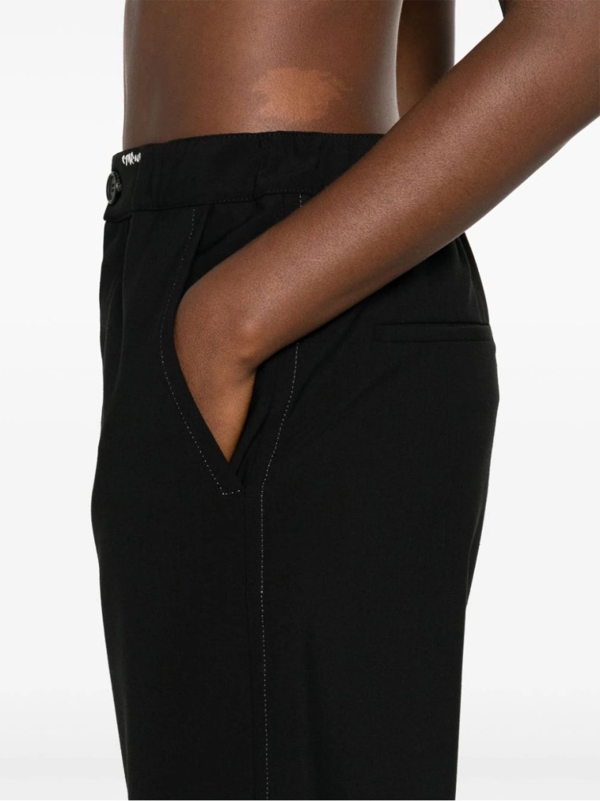 Marni Trousers With Belt Loops And Elastic Waistband In Black