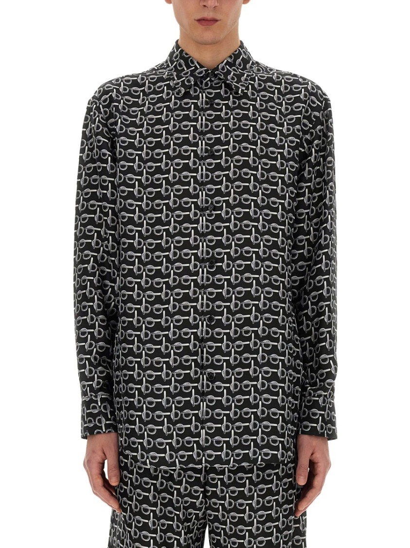 Shop Burberry Oversize Black Silk Shirt