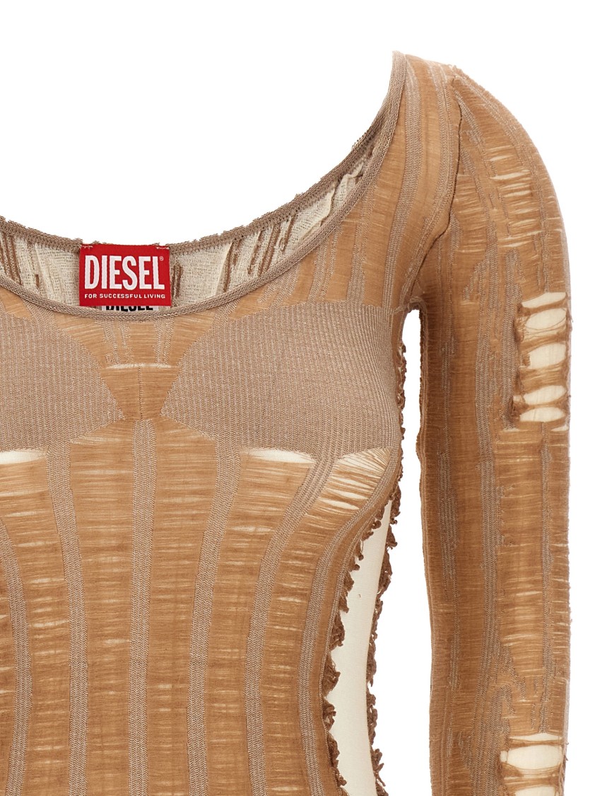 Diesel M-calai Long Sleeve Jersey In Brown