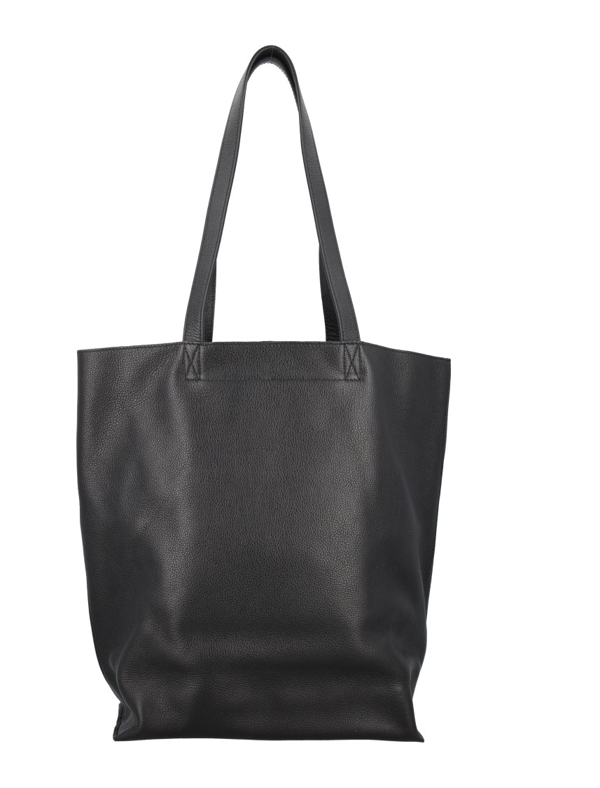 Apc A.p.c. Black Leather Maiko Shopping Bag In Black