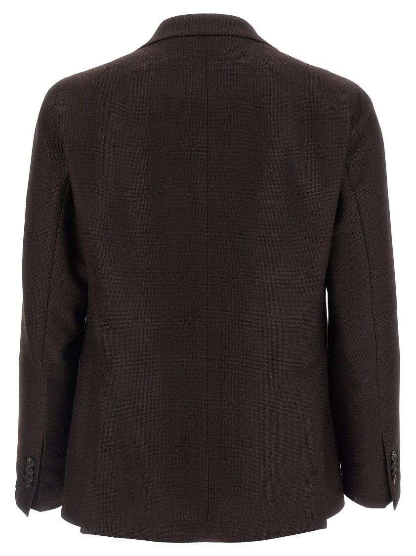 Tagliatore Square Pattern Blazer With Lapel And Pockets In Brown