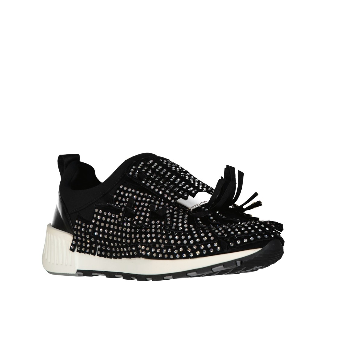 Sergio Rossi Sr1 Running Crystals Sneakers In Black