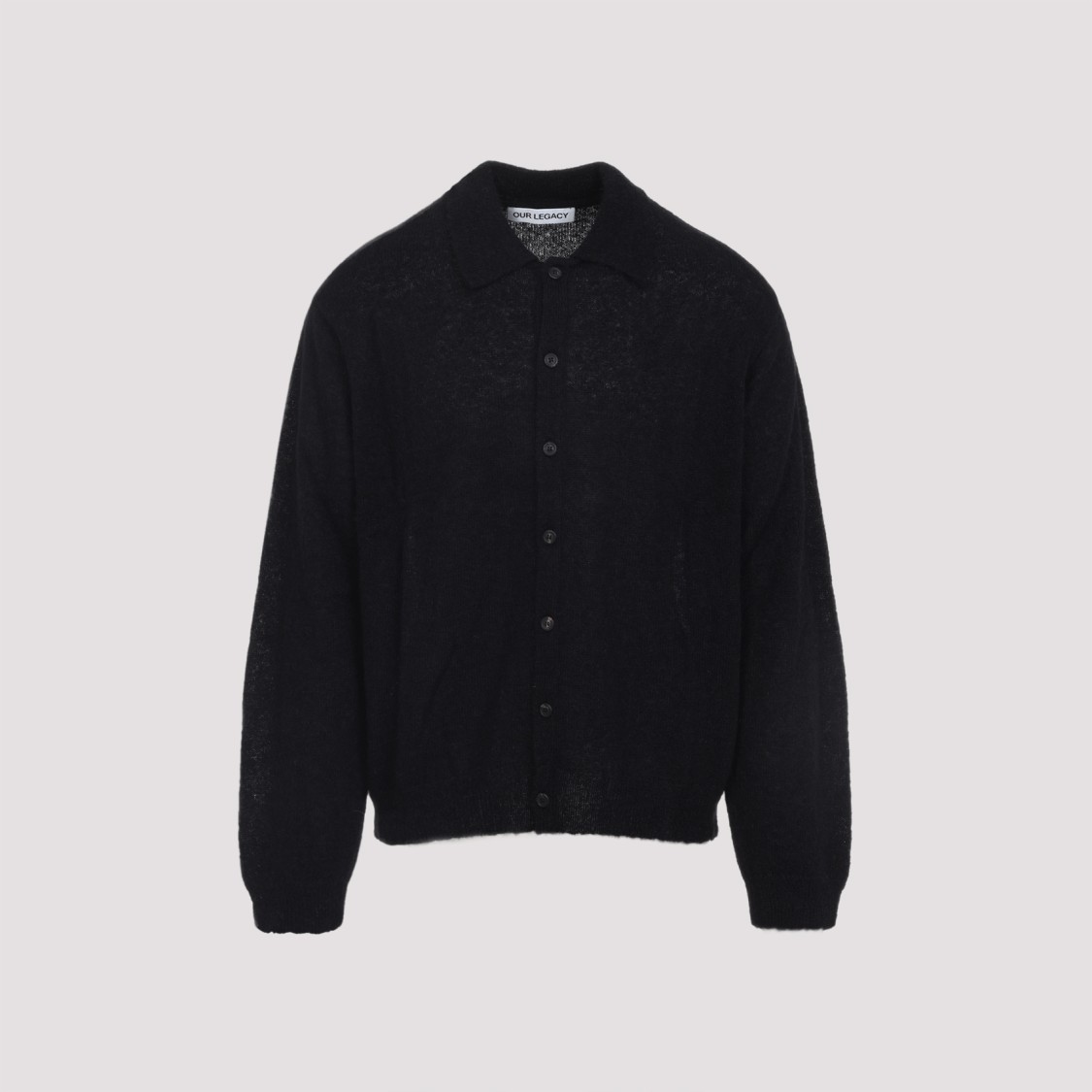 Our Legacy Fine Knit Polo Sweater In Black