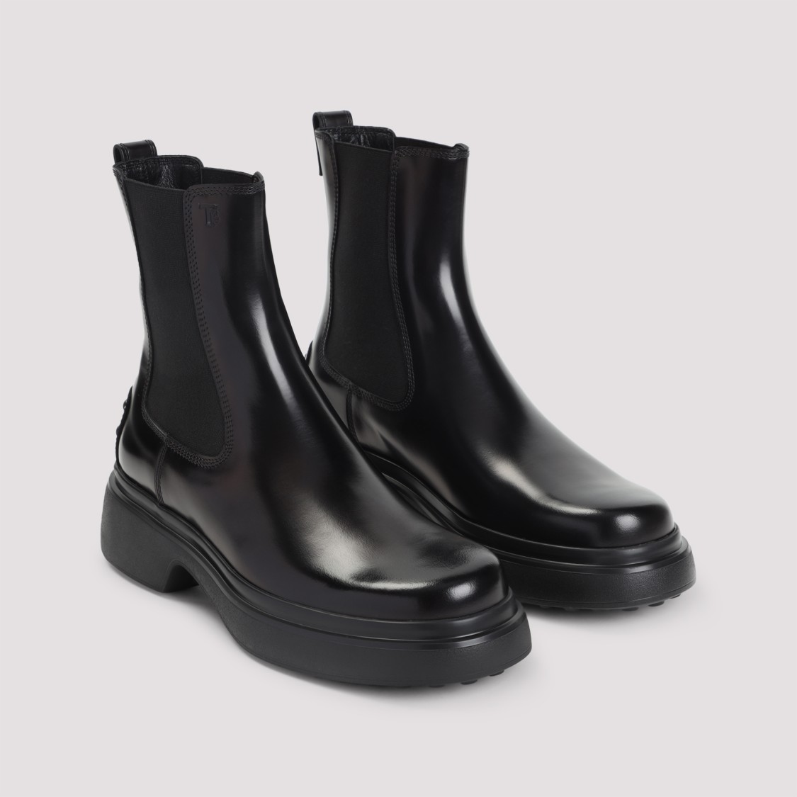 Tod's Black Leather Ankle Boots With Elastic Panels In Black